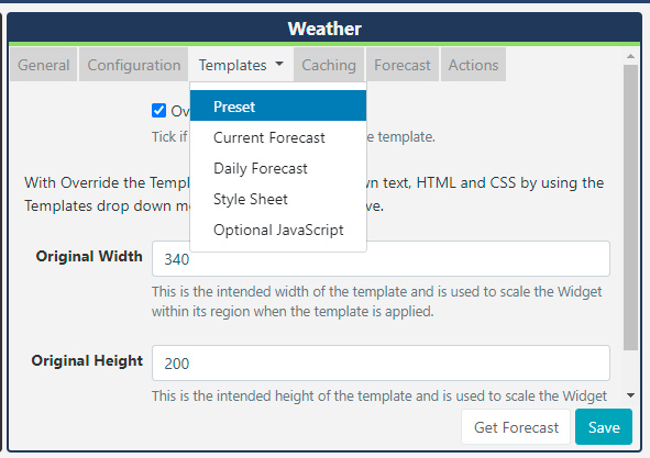 Weather Template Override